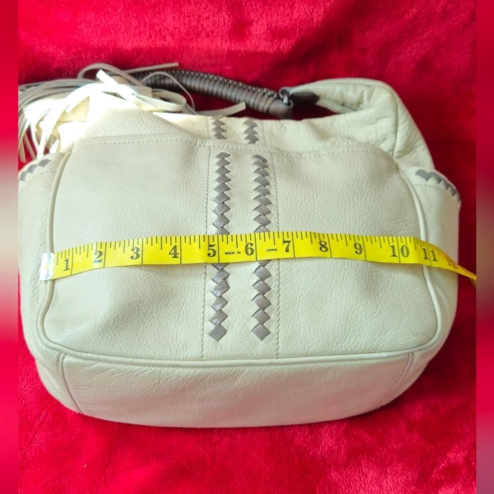 Brighton Stylish Cream and Gray Leather Bag